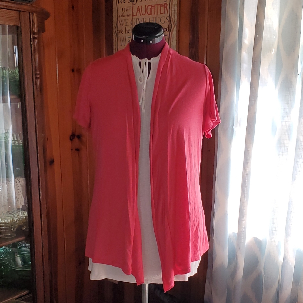 Maurices Coral Cardigan with Embroidered Back